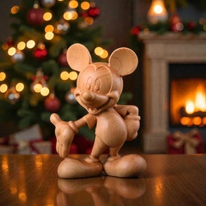 Mickey and Minnie Mouse Wooden Figurines, Disney Gift for Disney Lovers Decor Collectible image 1