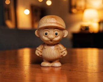 Super Mario Holzfigur, Handgeschnitzte Mario-Statue, Retro Videospiel-Dekor, Gamer Geschenk