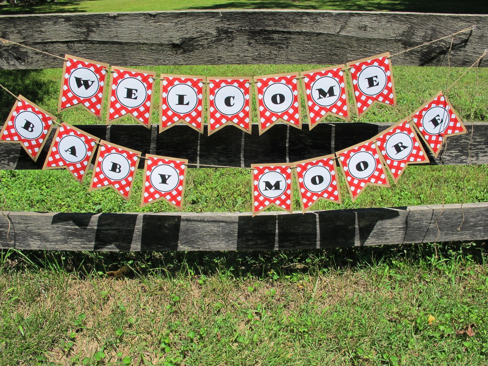 Customizable Red Gingham Banner for Parties and Showers | Etsy