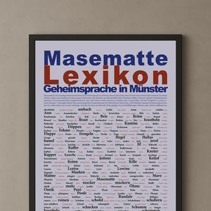Masematte Poster | Lexikon der Geheimsprache in Münster | Typografie Design | Posterwerke Edition | 50×70 cm