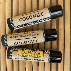 Coconut Lip Balms-Organic Beeswax-Made in Hawaii