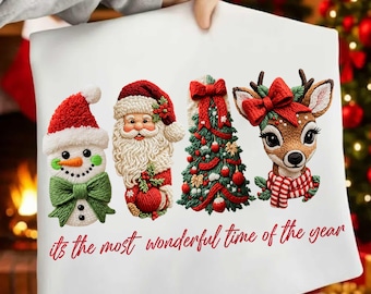 Faux Yarn XMas Merry Christmas PNG, Yarn Christmas Tree Png, Chunky Knit Coquette Snowman Png, Reindeer Png, Crochet Christmas, Sublimation