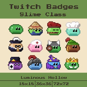 Pixel Slime Class Twitch Sub/Bit Badges (Digital Download)