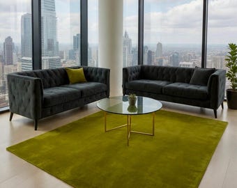 Hand-Tufted Milano Green Wool Rug | Custom Size Runner