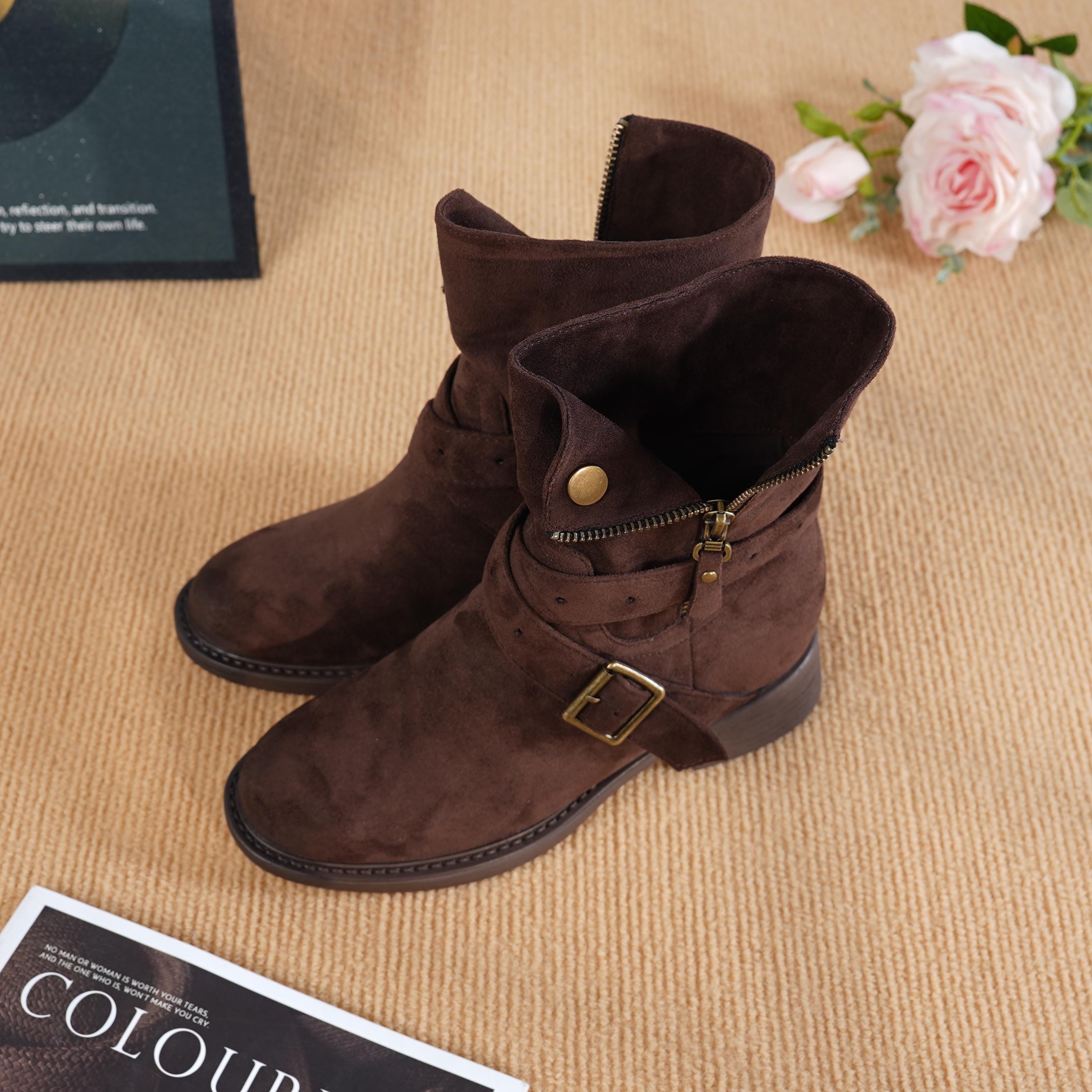 Bottes Per Spiegel Pointure 39 En Daim Marron Chocolat - Style Bottillon, D'occasion