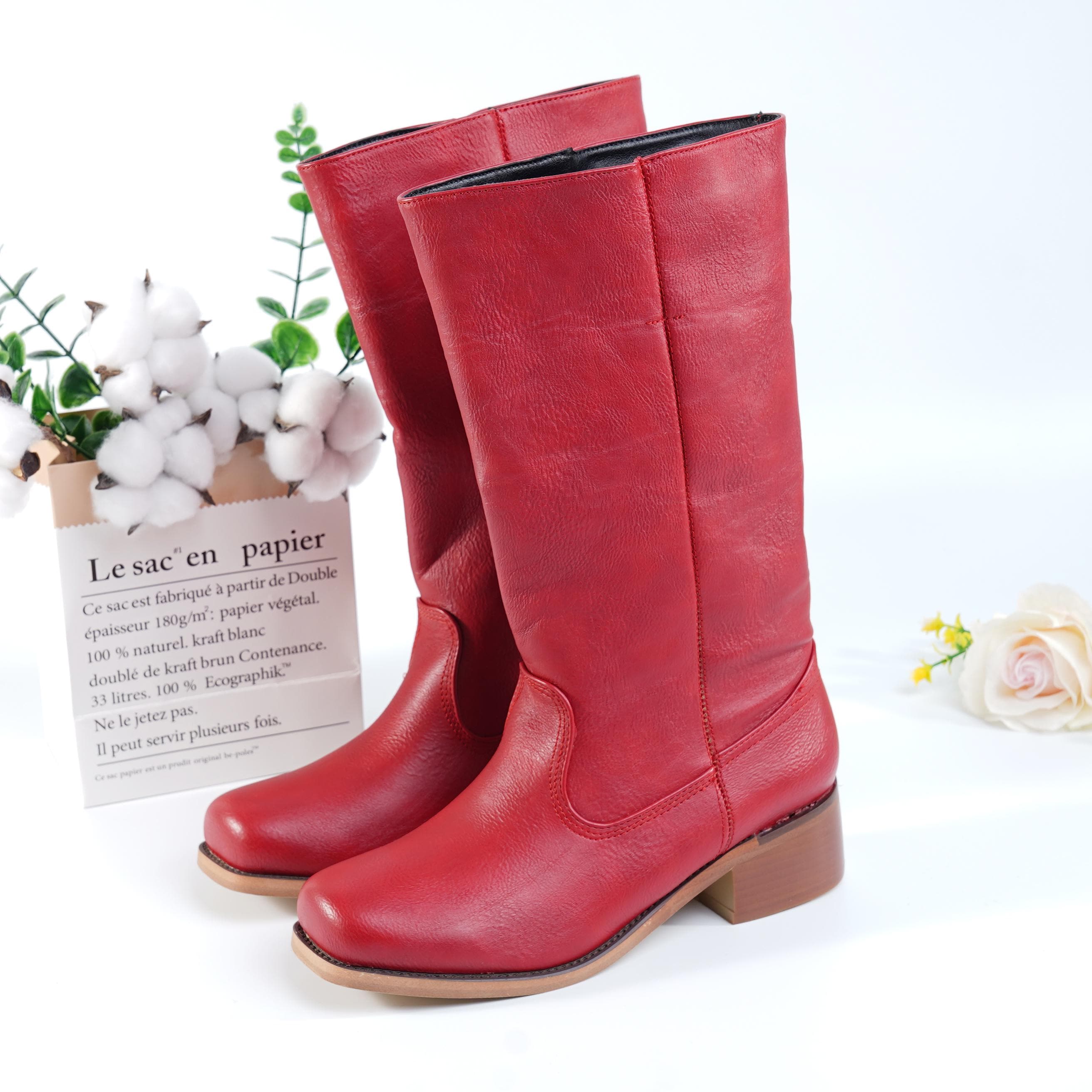 bottines de cowboy vintage pour femmes taille 7 Sterling River en cuir marron cognac