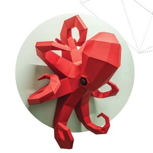 Papercraft PULPO 3D Pepakura criaturas marinas paperfreak escultura de baja poli DIY decoración de pared para fiesta de Halloween patrón de decoración plantilla de papel