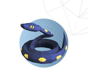 Papercraft 3D SERPENT 3D python VIPER Low Poly Paper Sculpture DiY cadeau décoration pour bureau à domicile modèle de motif pepakura animaux faits à la main