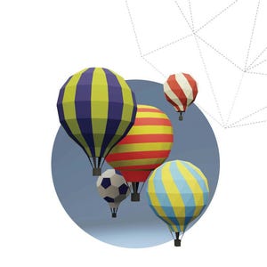Papercraft 3D HOT AIR BALLOON all in one pepakura Low Poly Paper Sculpture DiY gift Deor home office pattern template decoration holydays