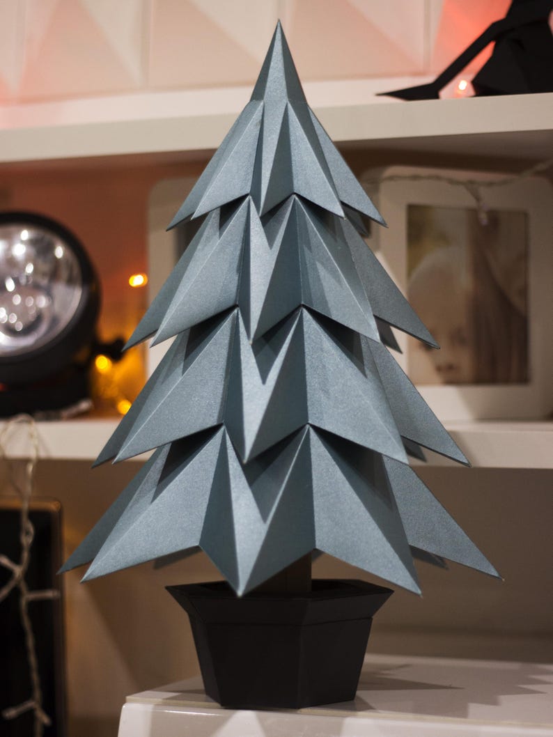 Papercraft 3D CHRISTMAS TREE in Pot NEW Year Party Decor Pepakura Low ...