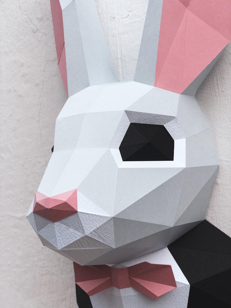 Papercraft 3D RABBIT BUNNY in SUIT Pepakura Low Poly Paper Sculpture ...