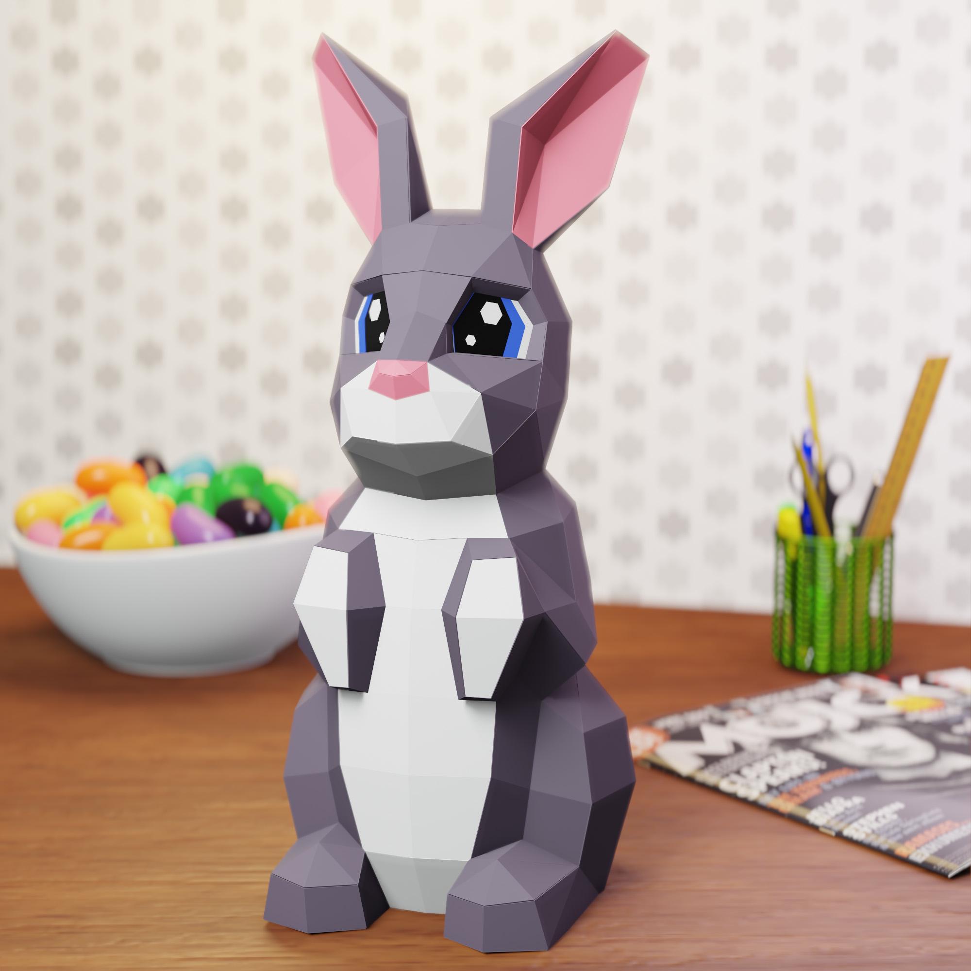 Papercraft 3d BABY RABBIT BUNNY 3D Low Poly Paper Sculpture Diy Gift ...