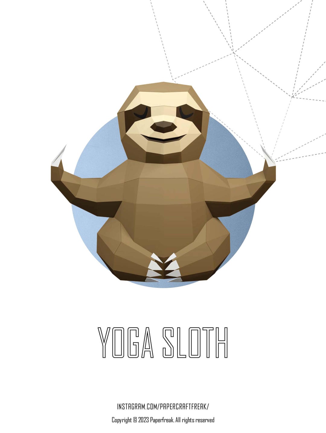 Papercraft Sloth Templete Papercraft 3D YOGA SLOTH Vipassana Meditation Template Animal Pepakura ...