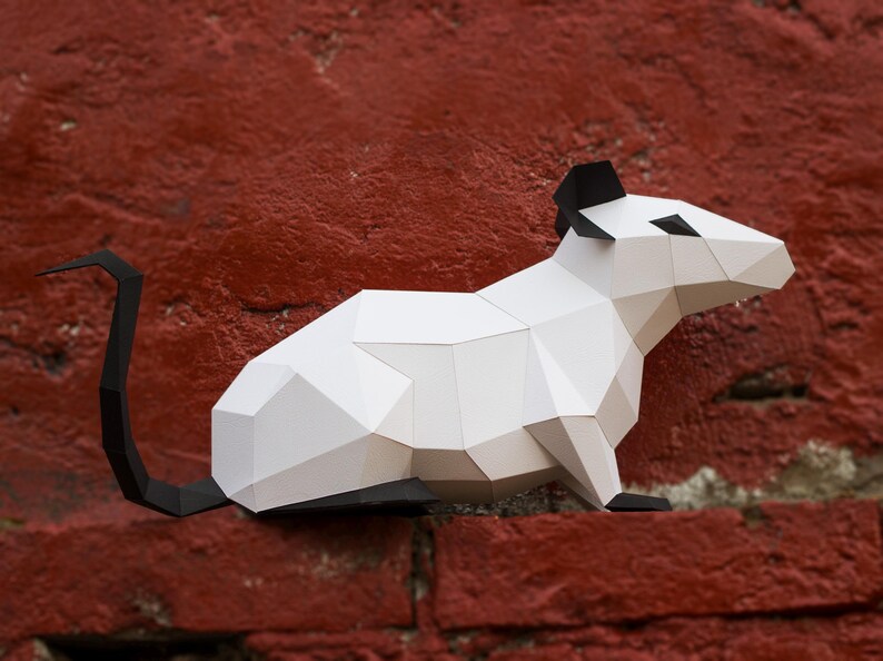 Paper Mash Rats Papercraft 3d RAT MOUSE #2 Low Poly Paper Sculpture Diy Gift Decor Kids ...
