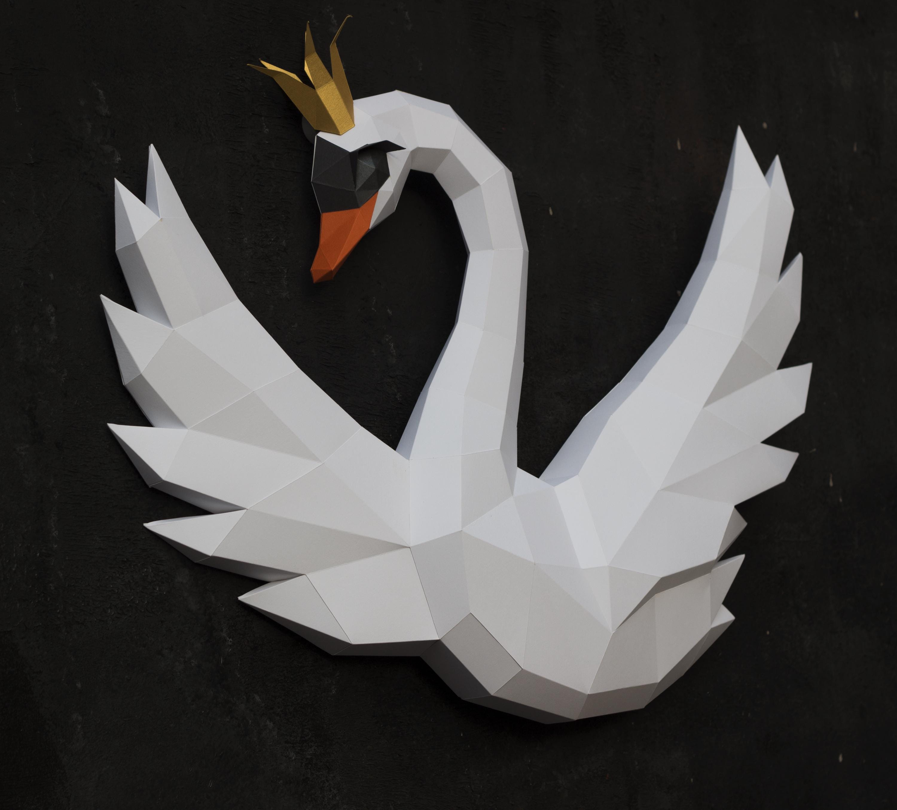 Papercraft 3D SWAN WITH CROWN +mirror Version Pepakura Pdf Template Low ...