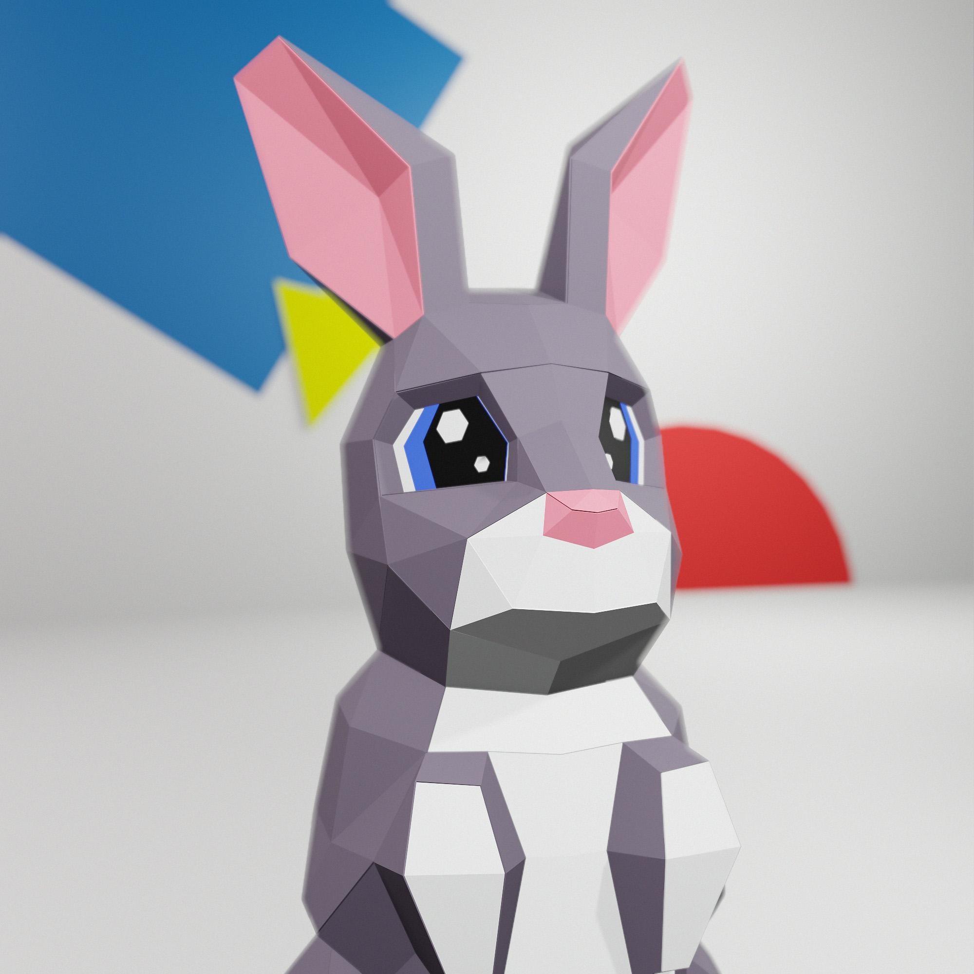 Papercraft Rabbit 3d Papercraft 3d BABY RABBIT BUNNY 3D Low Poly Paper Sculpture Diy Gift ...