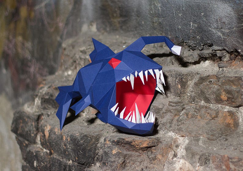 Papercraft ANGLER FISH 3D Pepakura Sea Creatures Paperfreak Low Poly ...