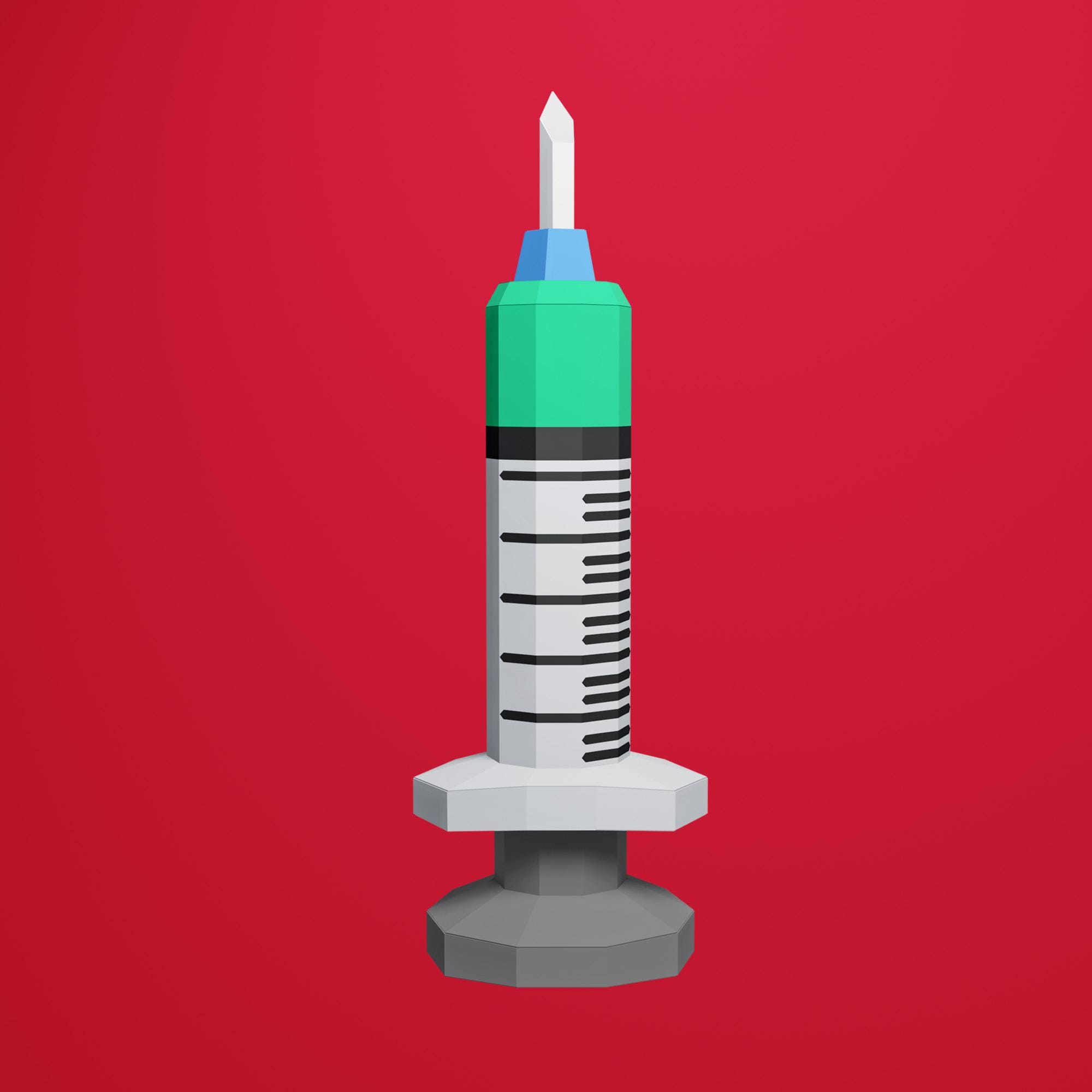 Papercraft 3D MEDICAL SYRINGE Hypodermic Injections Medicines Low Poly ...