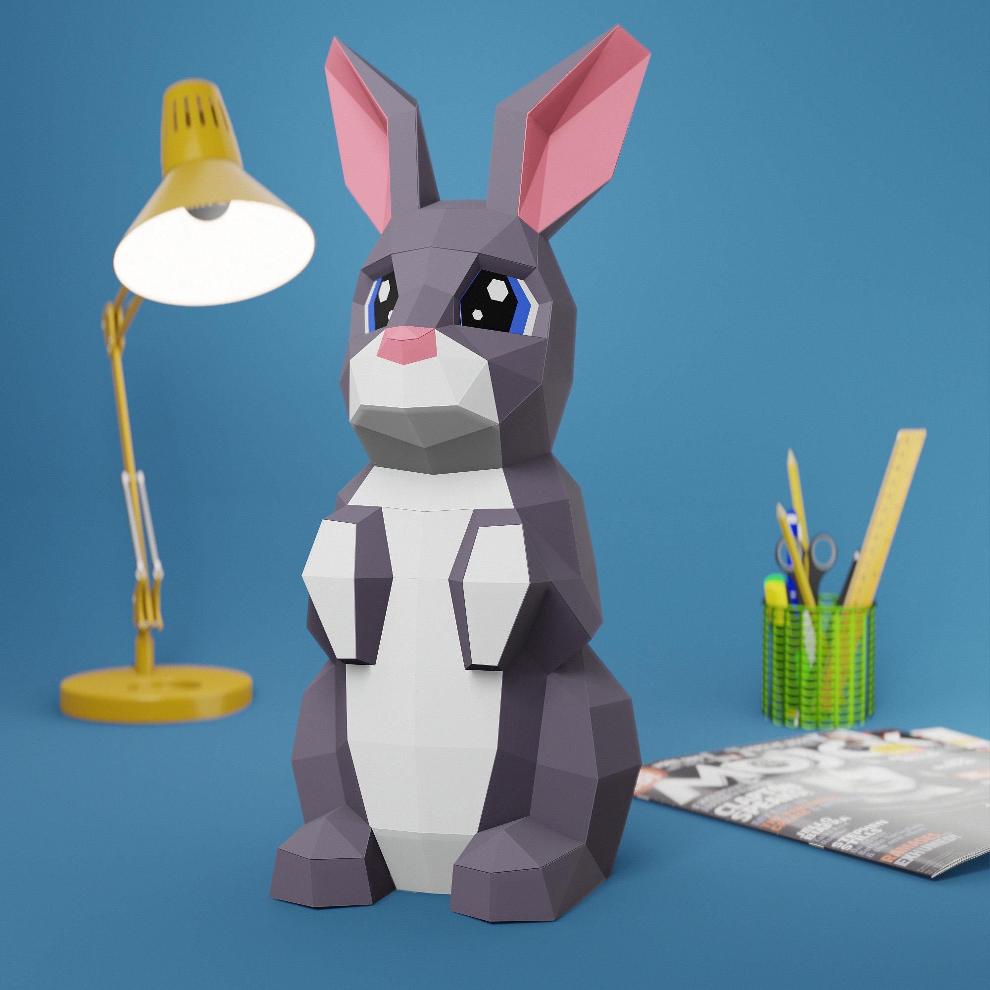 Papercraft 3d BABY RABBIT BUNNY 3D Low Poly Paper Sculpture Diy Gift ...
