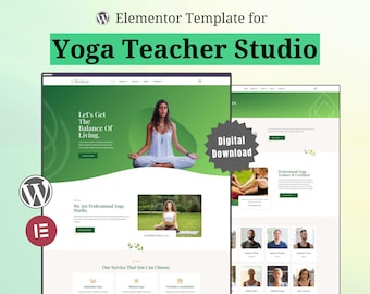 Elementor-mallkit för yogalärarstudio – WordPress-webbplats för välbefinnande (digital nedladdning)