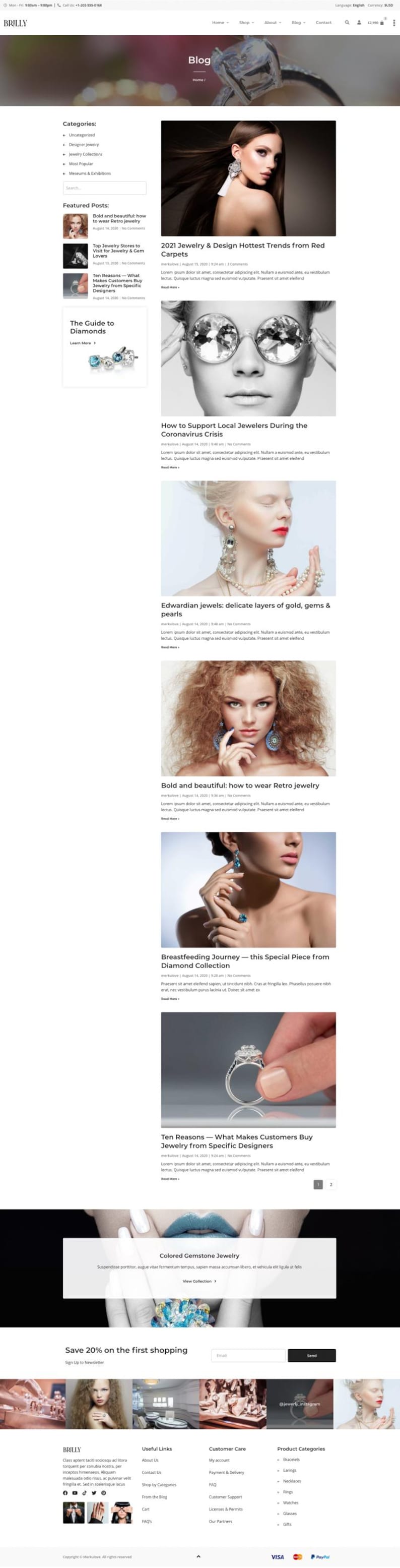 Puede incluir: P&aacute;gina de inicio del sitio web con art&iacute;culos sobre joyer&iacute;a. El sitio incluye publicaciones de blog sobre tendencias, joyer&iacute;a de dise&ntilde;ador y piedras preciosas. Art&iacute;culos destacados: "2021 Jewelry & Design Hottest Trends from Red Carpets."
