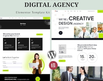 Kit de plantillas Elementor para agencias digitales creativas / Plantilla web moderna de WordPress para agencias y diseñadores
