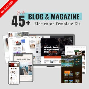 Kit com mais de 45 modelos de blog e revista para Elementor | Pacote de modelos de blog para WordPress