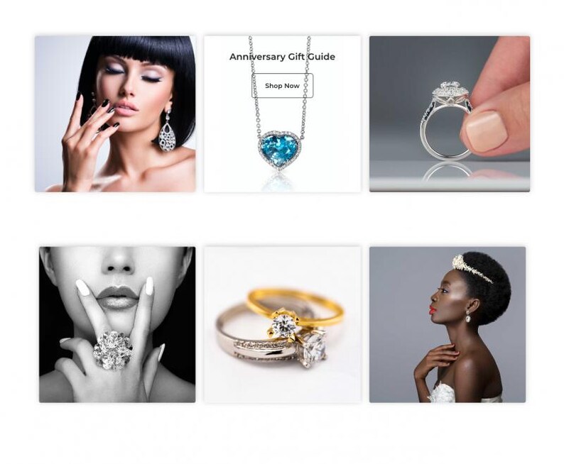 Puede incluir: Im&aacute;genes de joyer&iacute;a, incluyendo un collar de plata con un colgante azul en forma de coraz&oacute;n, anillos de diamantes y pendientes. Las im&aacute;genes muestran varios estilos de anillos y pendientes, con un enfoque en dise&ntilde;os elegantes y piedras preciosas.