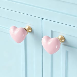 Heart Shaped Ceramic Knobs: Cute Kids Room Decor