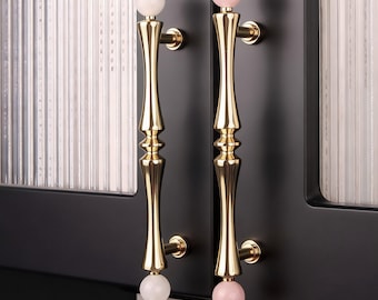 Möbelgriff aus natürlichem Kristall und poliertem Messing: Leichter Luxusgriff für Möbel