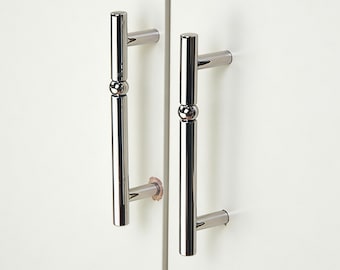 Silver Cabinet Pull, Modern Brass Pulls, Chromed Closet Handles