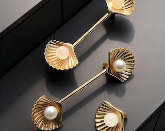 Messing Knauf: Perlmutt Muschel Griff, Möbel Möbel Knäufe