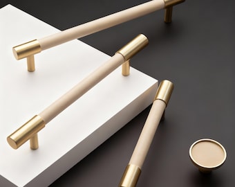 Leather Pull Handle for Kids Room: Brass Cabinet Pulls, Nightstand Knobs and Handles