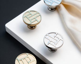 Gold Brass Knob, Silver Dresser Knobs, Unique Brass Handles