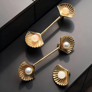Messing knop dressoir: handvat parelmoer schelp, handgrepen voor kastdecor