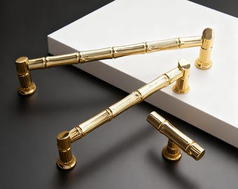 Gold Wardrobe Pull, Cabinet Brass Pulls, Closet Dresser Handles