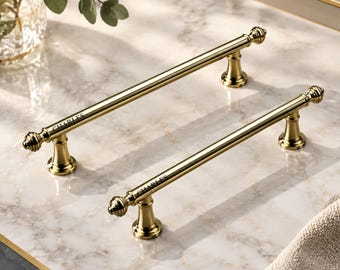 Solid Brass Drawer Pull: Gold Wardrobe Pulls, Knobs for Drawer
