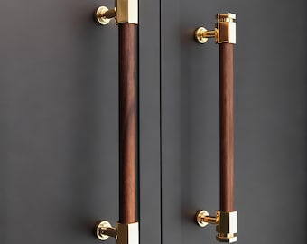 Walnut & Beech Wood Cabinet Pull: Light Luxury Wooden Drawer Handle