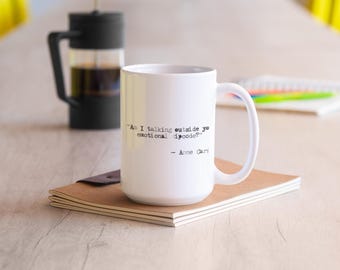 Emotional Zipcode Quote mug | Anne Carson typewriter text ceramic mug