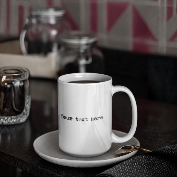 Mug personnalisé style dactylographie - Tasse à café rétro (15 oz)