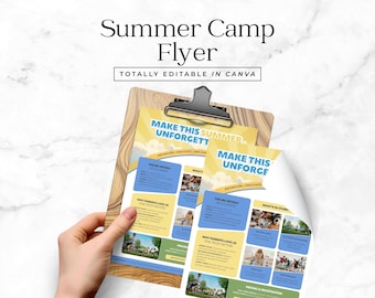 Summer Camp Flyer Template Editable in Canva Kids Festival Event Invitation Poster for Business Marketing Advertisement FL2