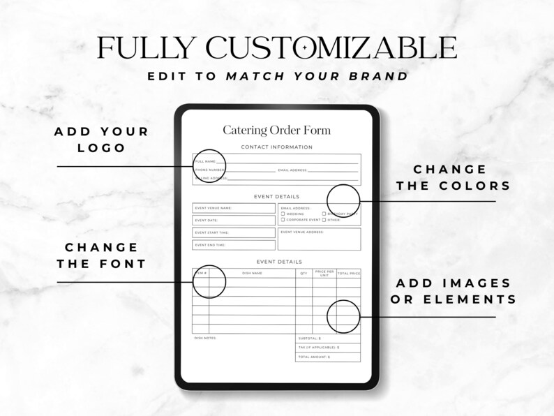 catering order form template | editable business... Catering Order Form Customizable Catering Service Agreement Editable ...