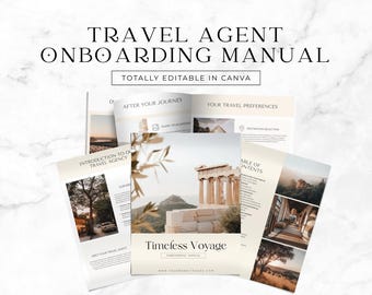 Travel Agent Onboarding Manual for New Clients Itinerary Plan and Welcome Handbook Guide Editable Canva Template Printable Brochure TA1