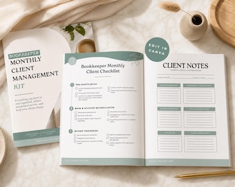 Bookkeeper Monthly Client Management Kit Bookkeeping Workflow Organizer To-Do List Tracker Virtual Accountant Planner Canva Template BK2
