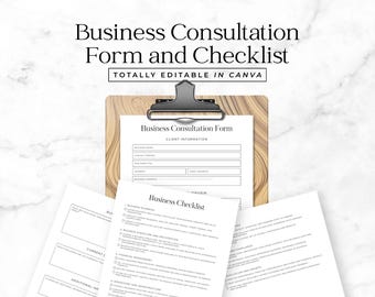 Business Consultation Form and Checklist Editable Start Up Company Template Consulting Services Business Onboarding Planner FT13