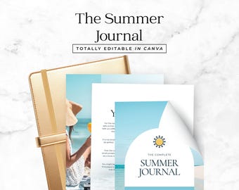 Summer Vacation Journal Template Mind and Wellness Diary Digital Minimalist Daily and Monthly Reflection Paper Printable JN1