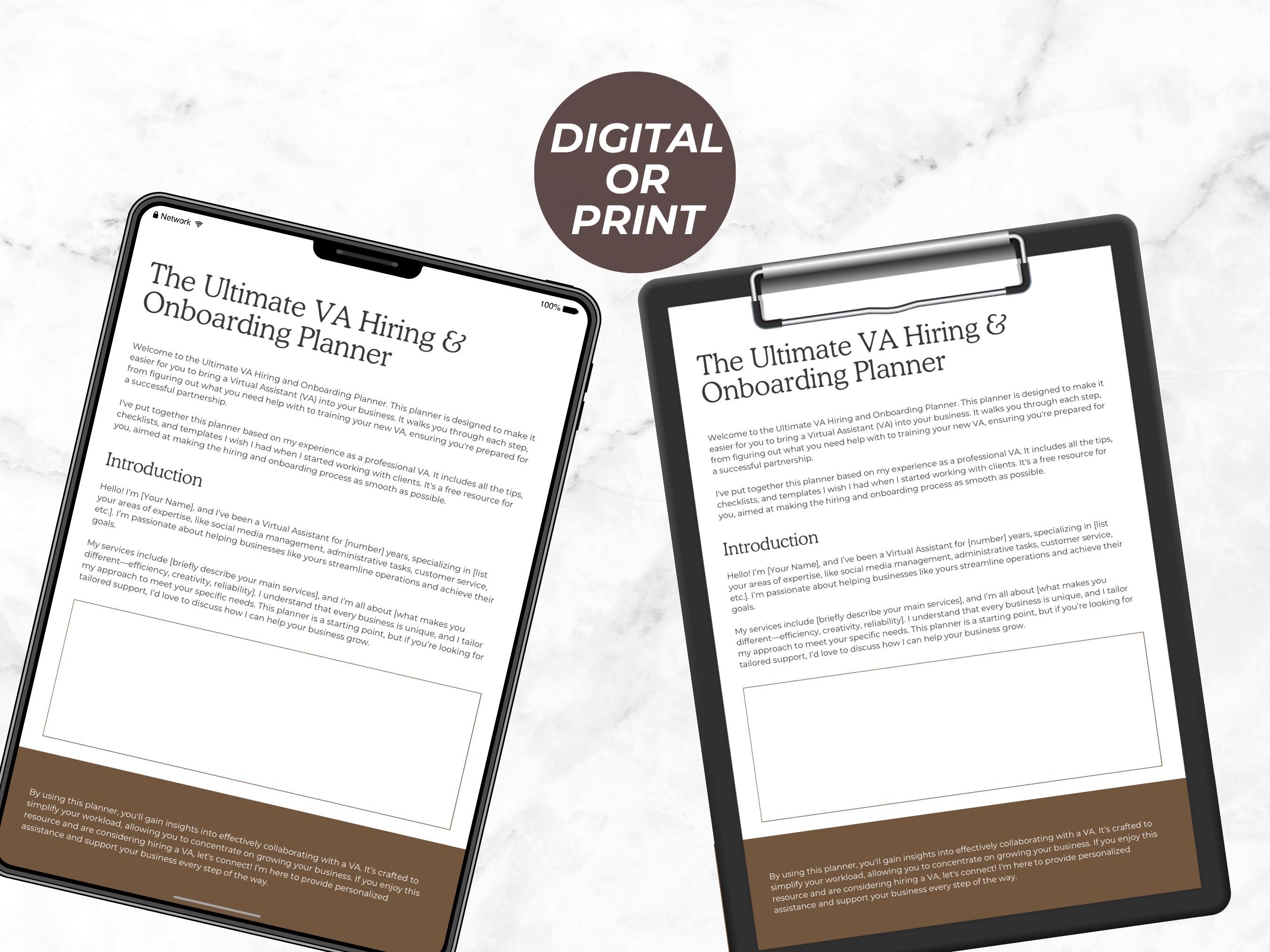 Editable Virtual Assistant Hiring and Onboarding Planner New Client VA ...