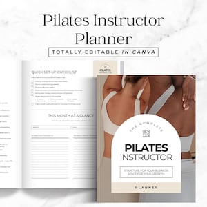 Pilates Instruktoren Planer Bearbeitbare Canva Vorlage Fitness-Klasse und Klient Tracker Kompletter Begleiter für die Trainingsprogramm-Planung PL3 von Trainern