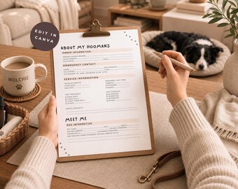 Pet Sitter Business Forms Welcome Client Intake Pet Sitting Contract Pet Care Log Editable Canva Template for Professional Pet Sitters PB2