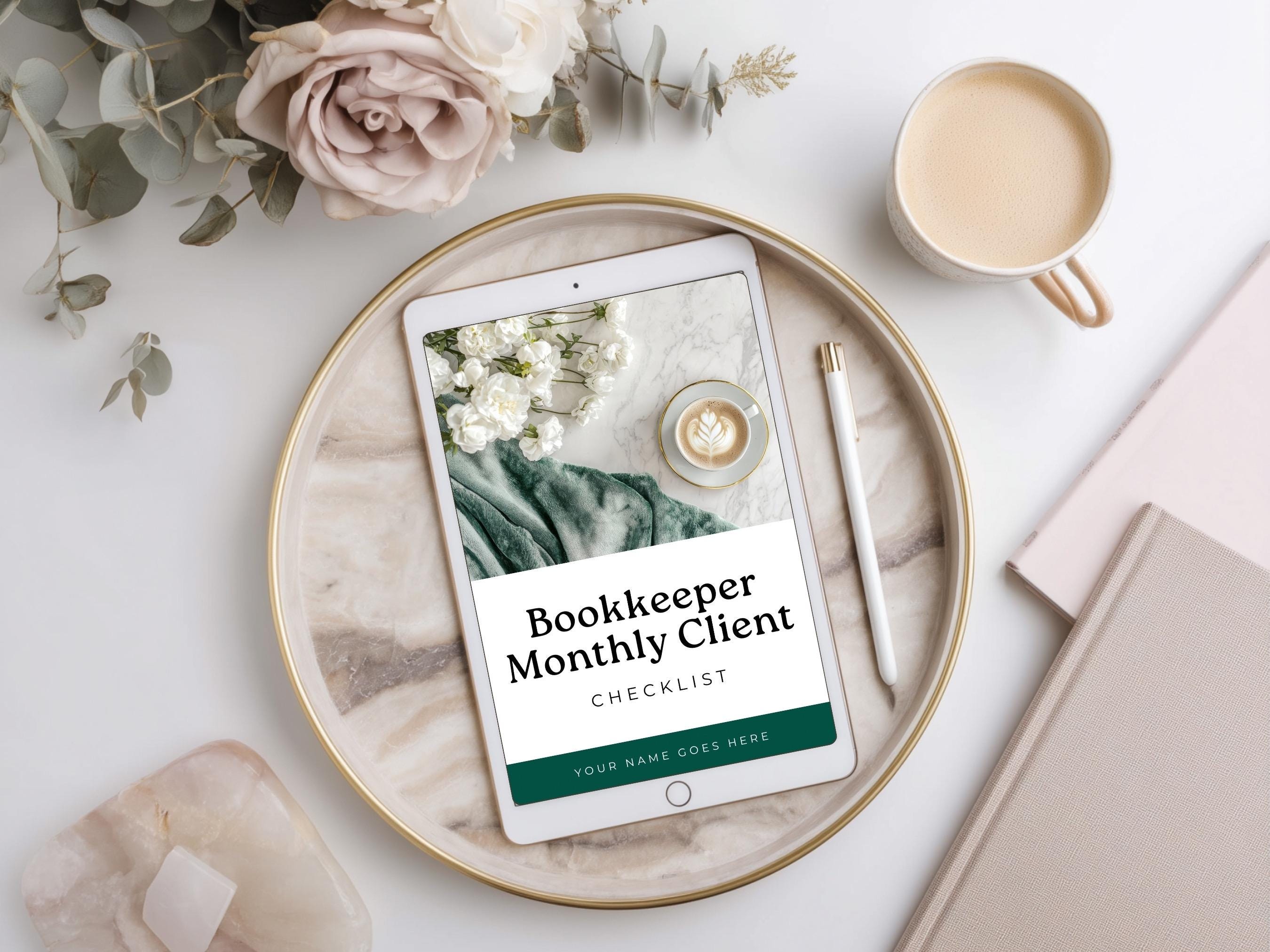 Bookkeeper Monthly Client Checklist Tracker Sheet for Freelance and Virtual Bookkeeping Editable ...